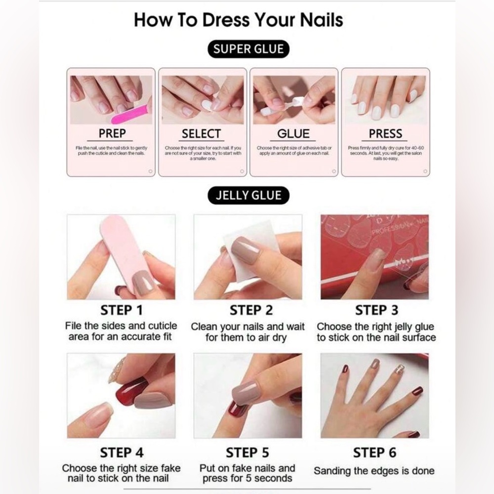 Baby Pink & Silver Glitter Short Square Nail Kit Press-On, New - Picture 7 of 8